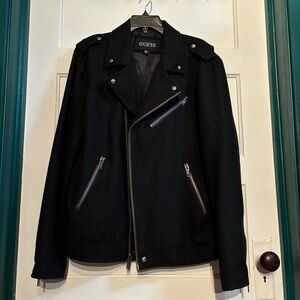GUESS Wool-Blend Moto Jacket Assymetric Biker Edgy Rocker